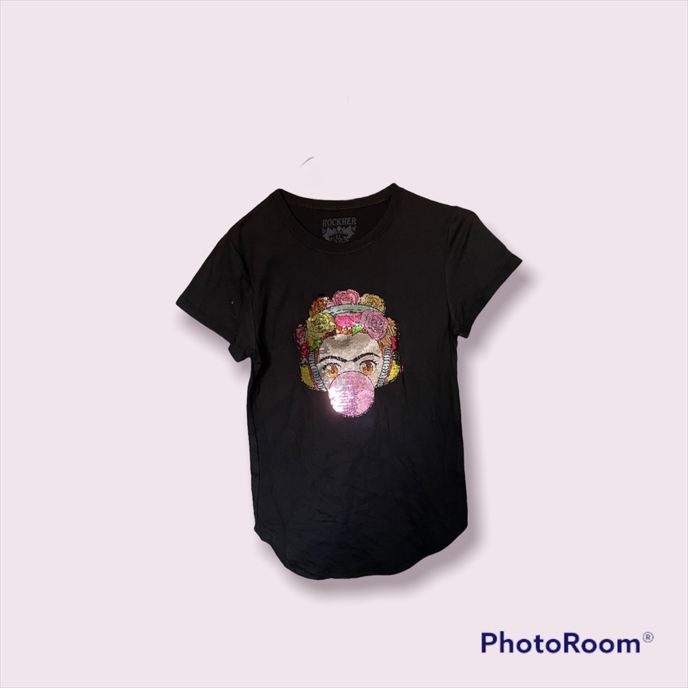 Frida Kahlo black shirt with glittery front design